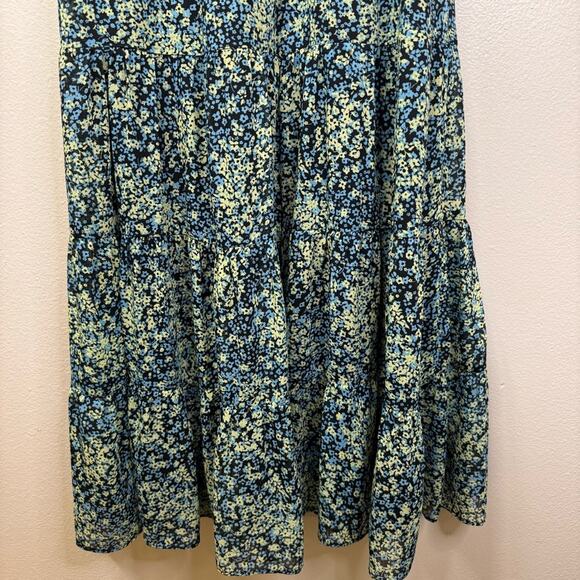 NWT Steve Madden Leigh Midi Dress Blue Yellow V-Neck Floral Dress Women’s Small - Picture 7 of 7